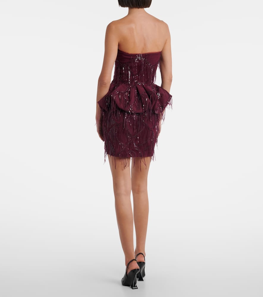 Rotate Birger Christensen Sequined Miniskirt In Burgundy