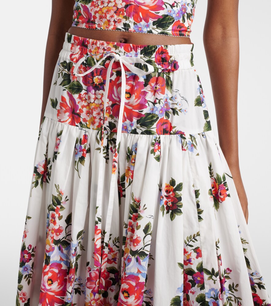 Dolce&Gabbana Floral Cotton Poplin Maxi Skirt