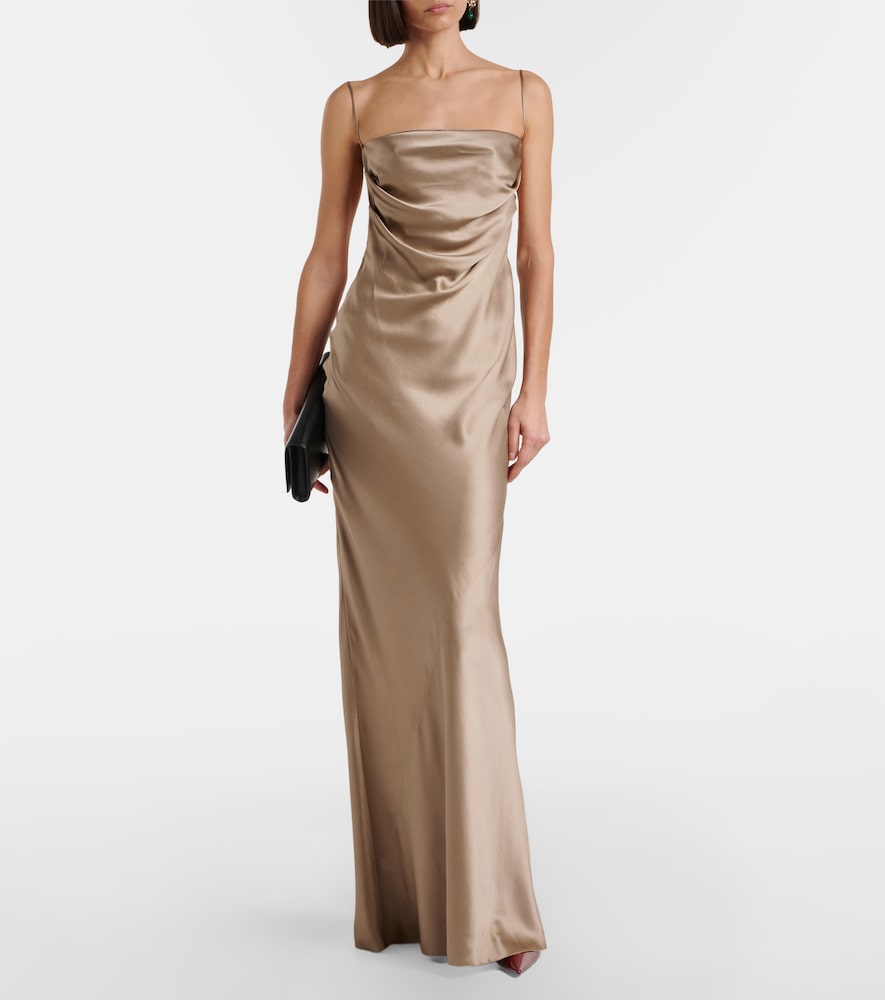 Saint Laurent Draped silk satin gown