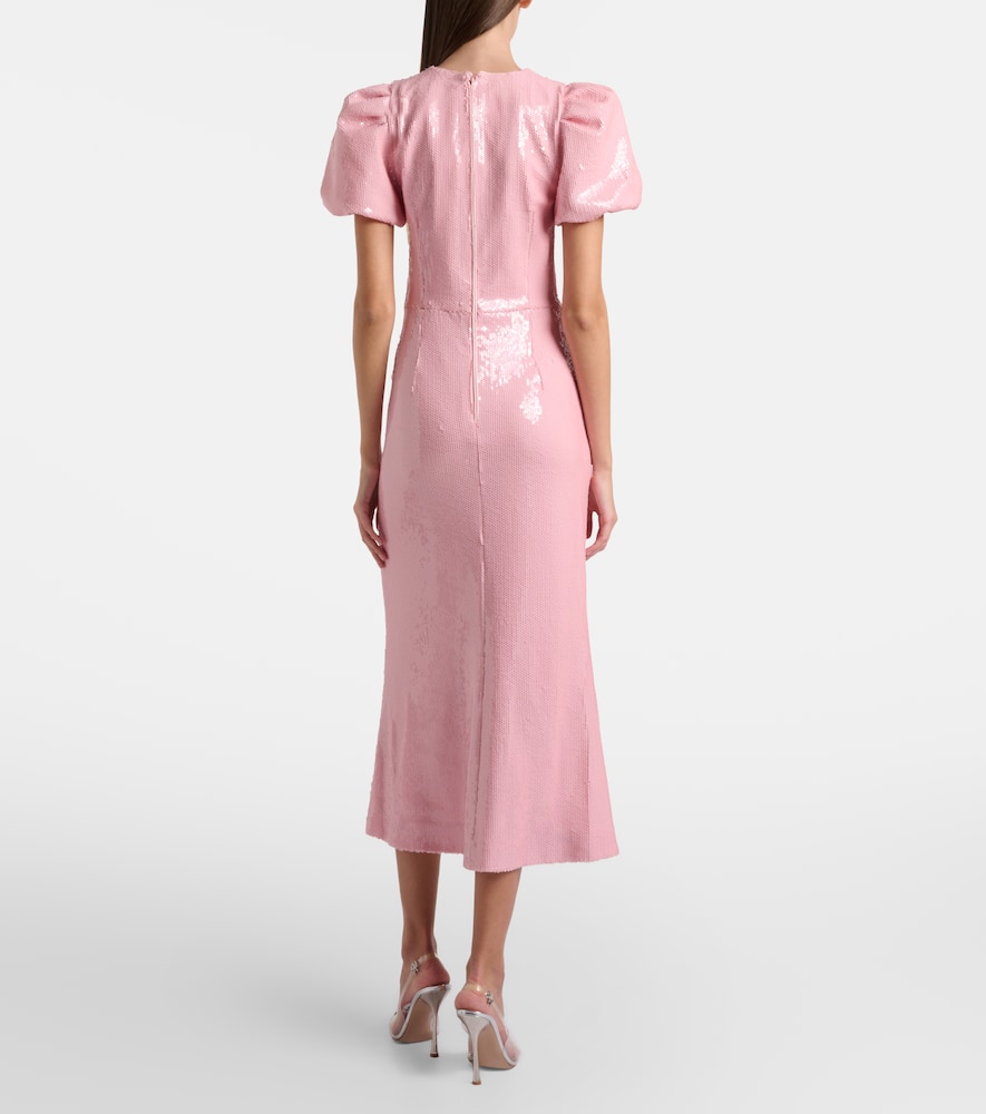 Rebecca Vallance Womens Light Pink Lydia Diamante-bow Sequin-embellished Midi Dress