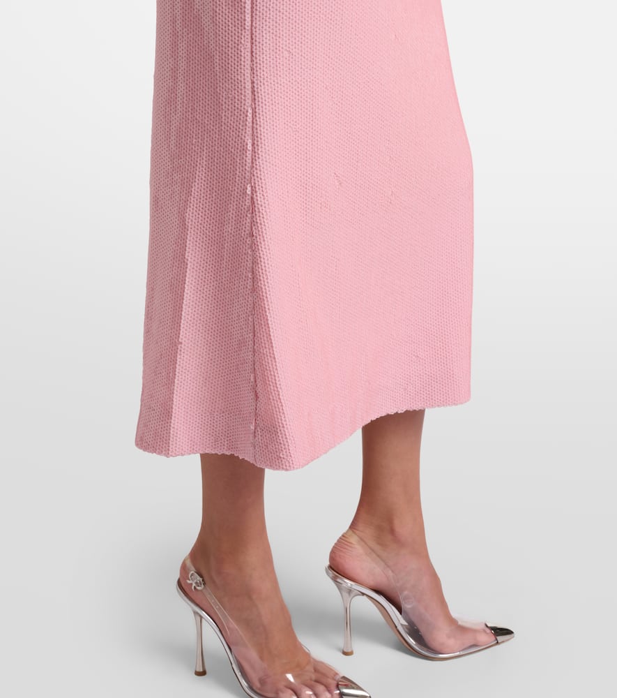 Rebecca Vallance Womens Light Pink Lydia Diamante-bow Sequin-embellished Midi Dress