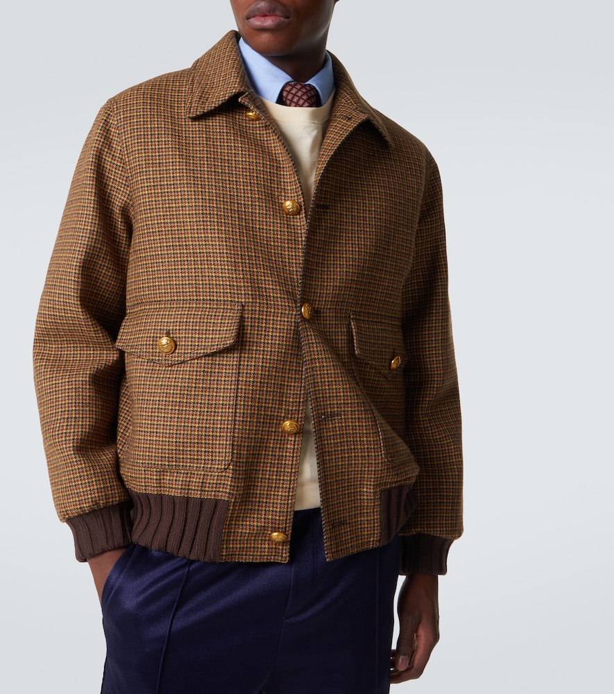  Valentino Valentino Houndstooth Virgin Wool Bomber Jacket 