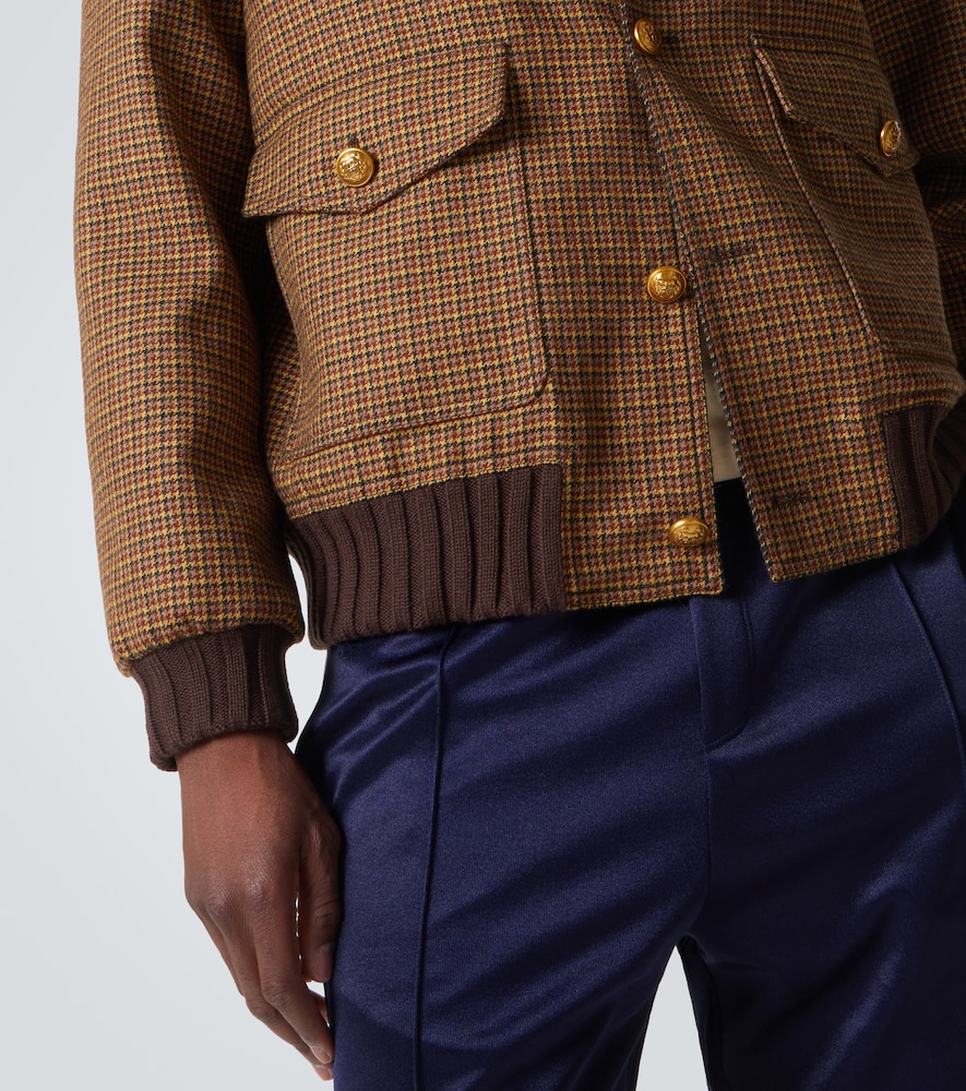  Valentino Valentino Houndstooth Virgin Wool Bomber Jacket 