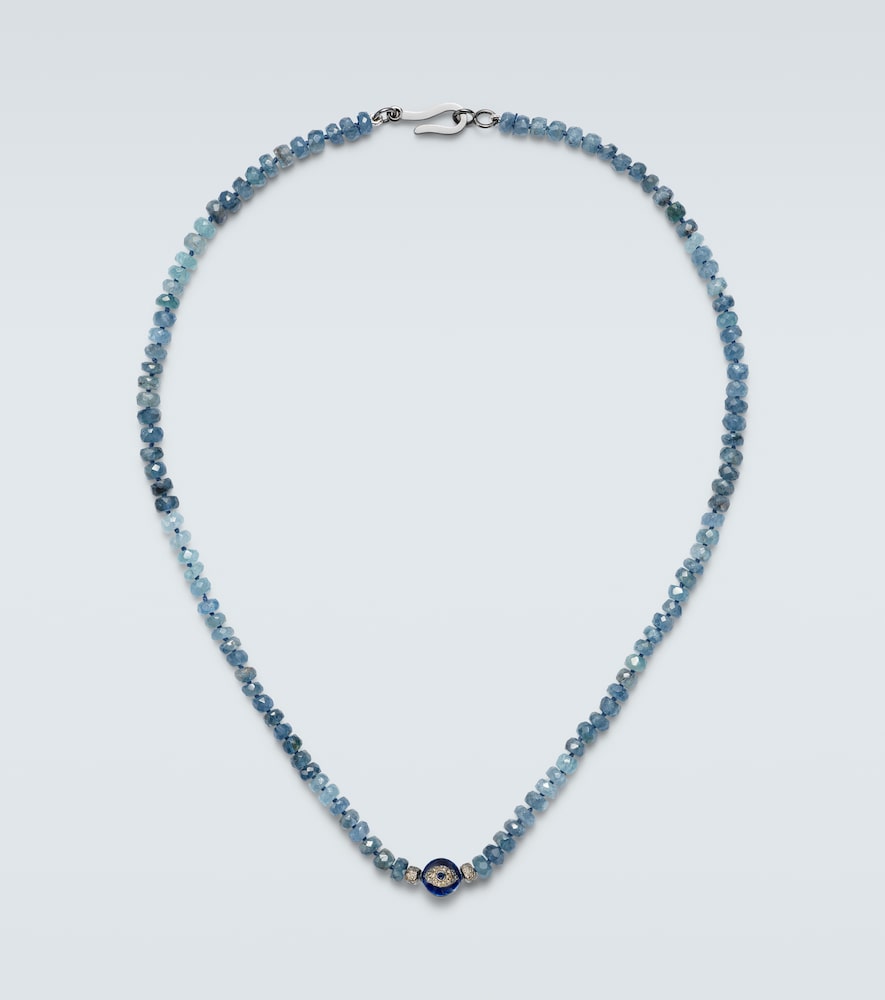 Ileana Makri Sterling silver beaded necklace with gemstones
