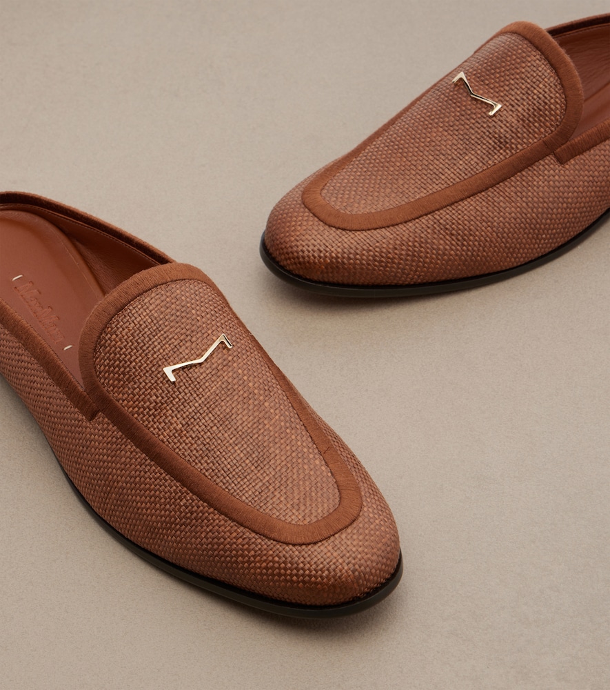  Max Mara Max Mara Mules Amito De Rafia Con Piel 
