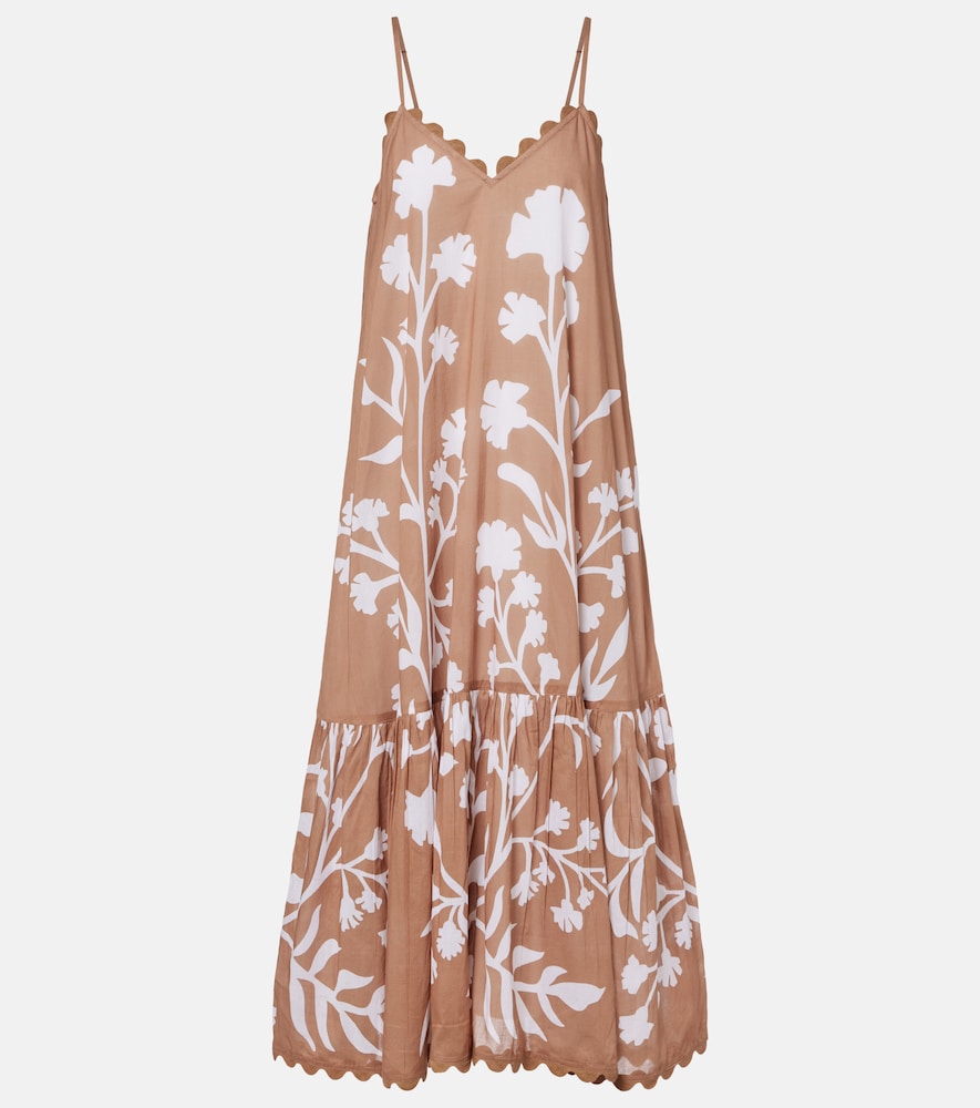 Juliet Dunn Floral scalloped cotton midi dress