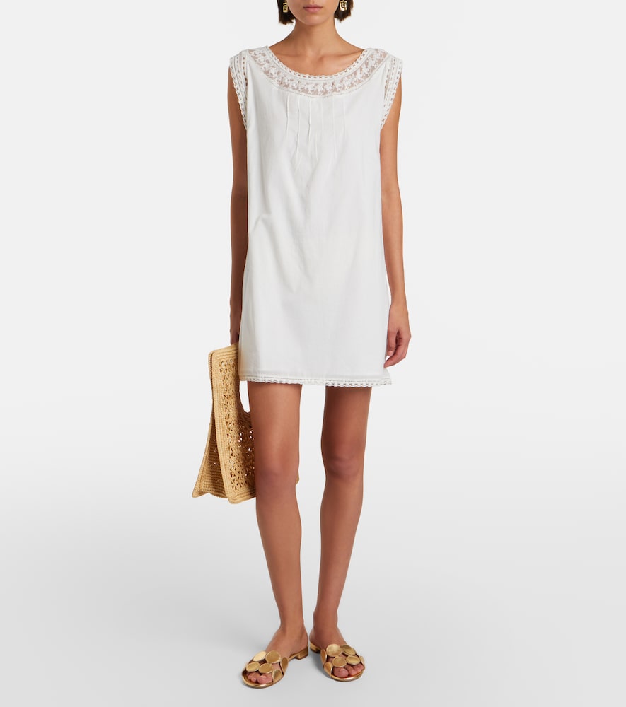 Posse Danielle lace-trimmed cotton minidress