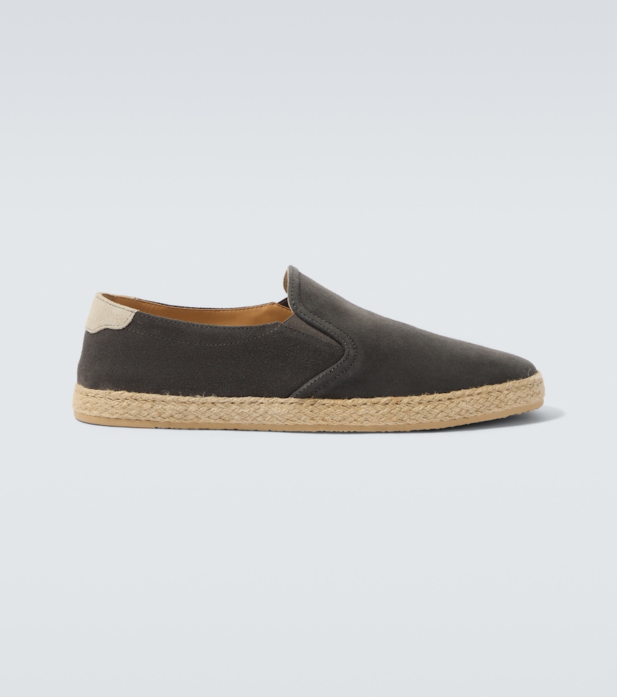 Brunello Cucinelli Men's Brown Jute-Trimmed Suede Slip-On Shoes UK Size 11.5 - Mytheresa