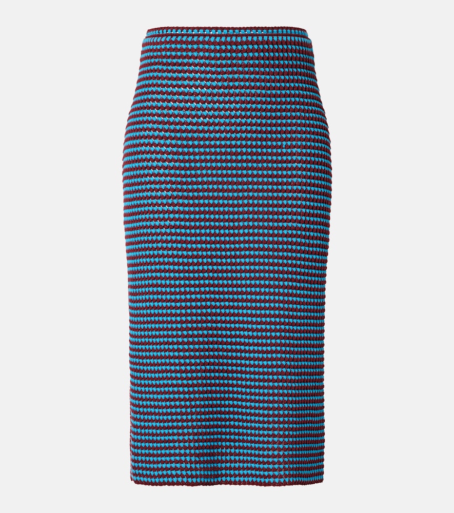 Alaia Women's Blue Crochet Cotton Pencil Skirt UK Size 8 - Mytheresa