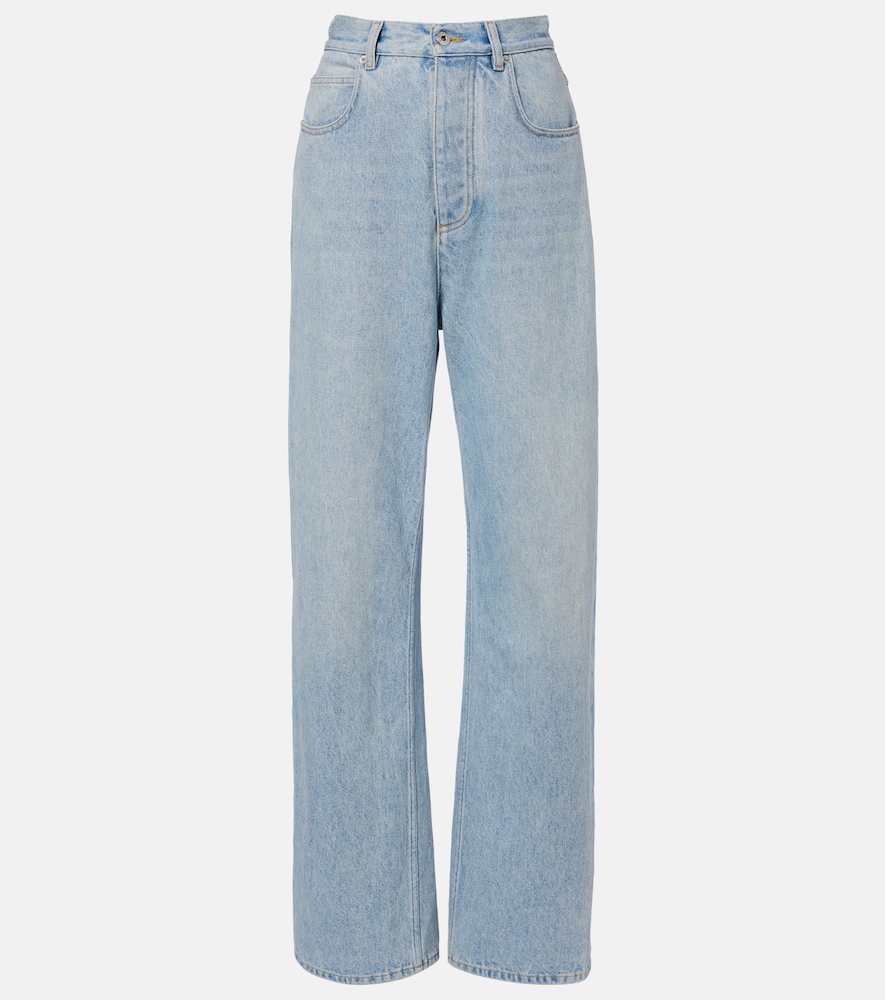Wide-Leg Jeans Intrecciato mit Leder