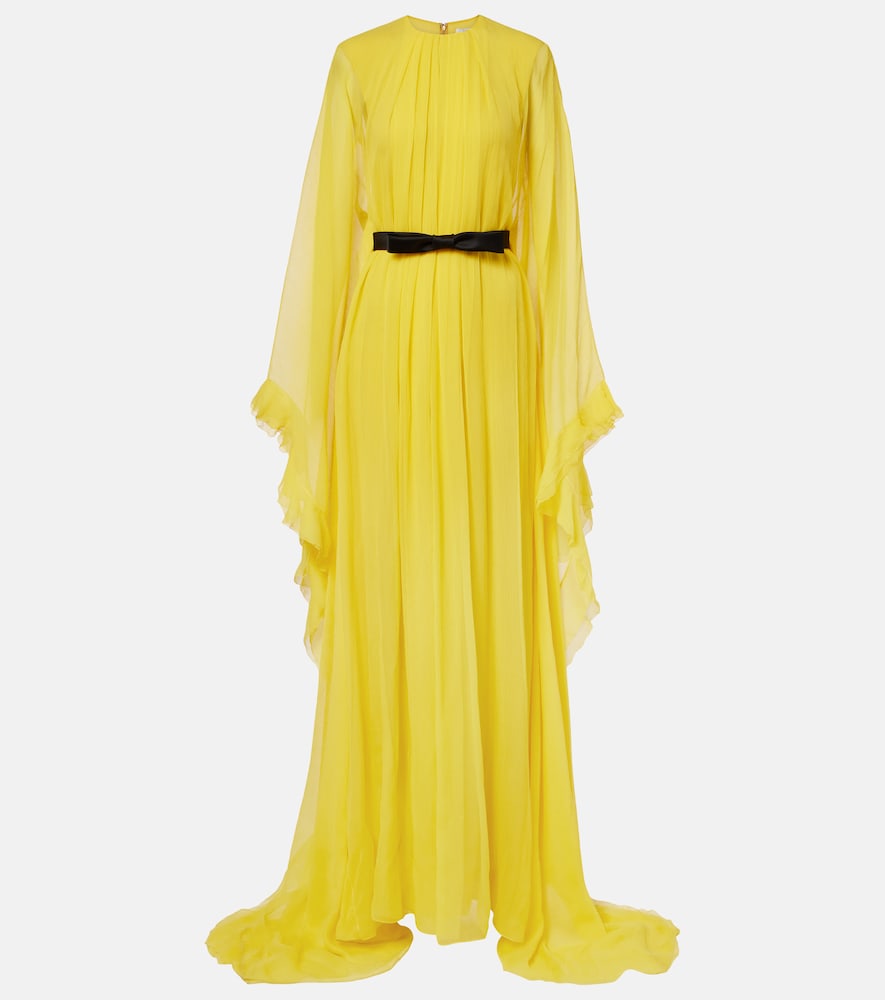 Givenchy Belted Silk Gown In Yellow