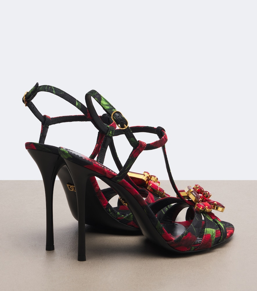 Dolce&Gabbana Embellished Floral Brocade Sandals