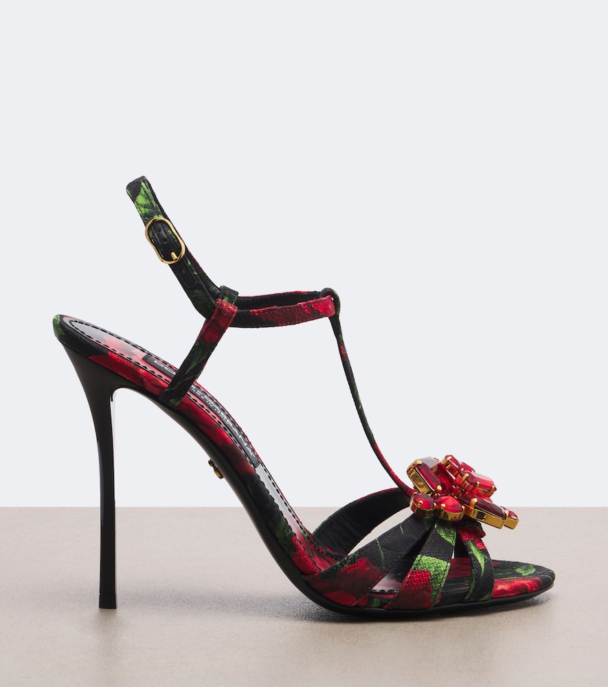 Dolce&Gabbana Embellished Floral Brocade Sandals