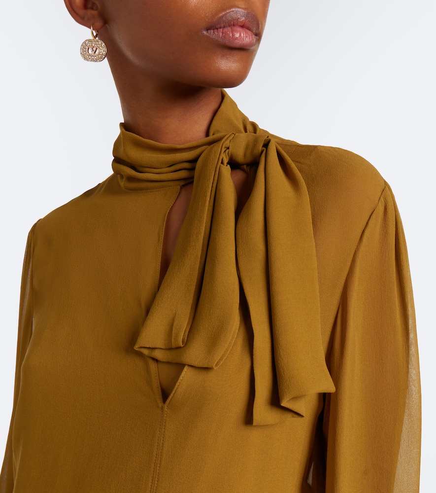 Garavani Tie-Neck Silk-Blend Georgette Blouse