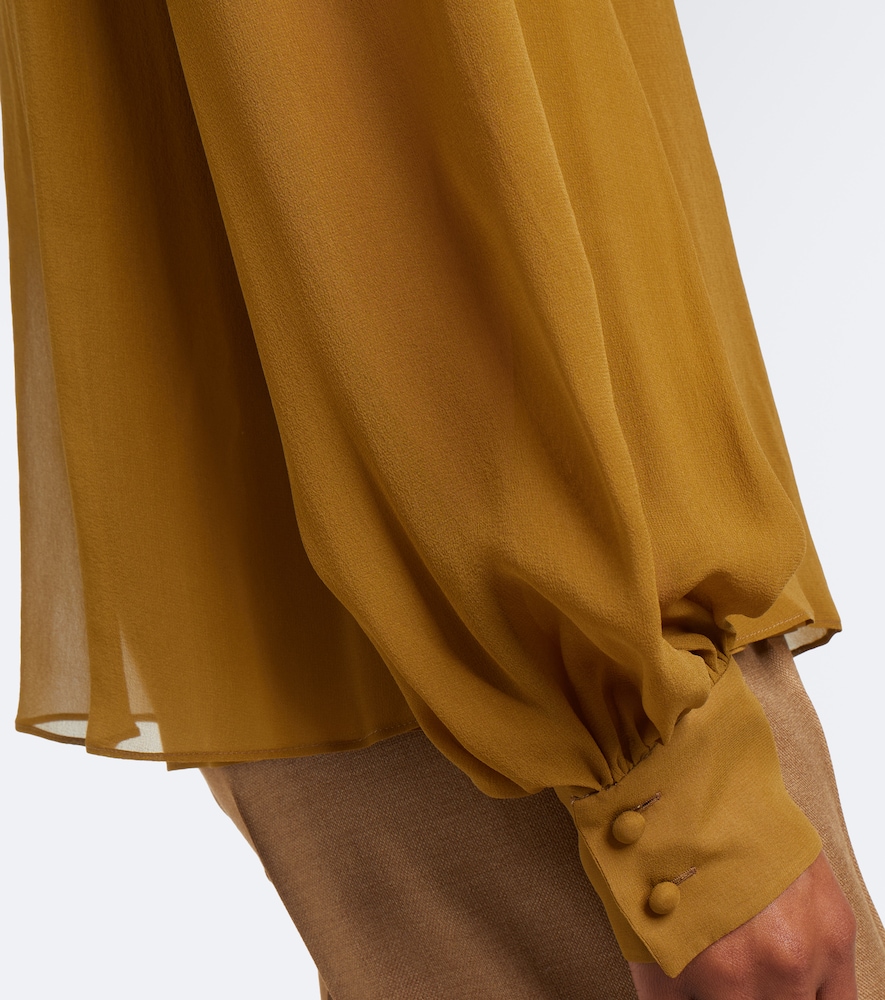 Garavani Tie-Neck Silk-Blend Georgette Blouse