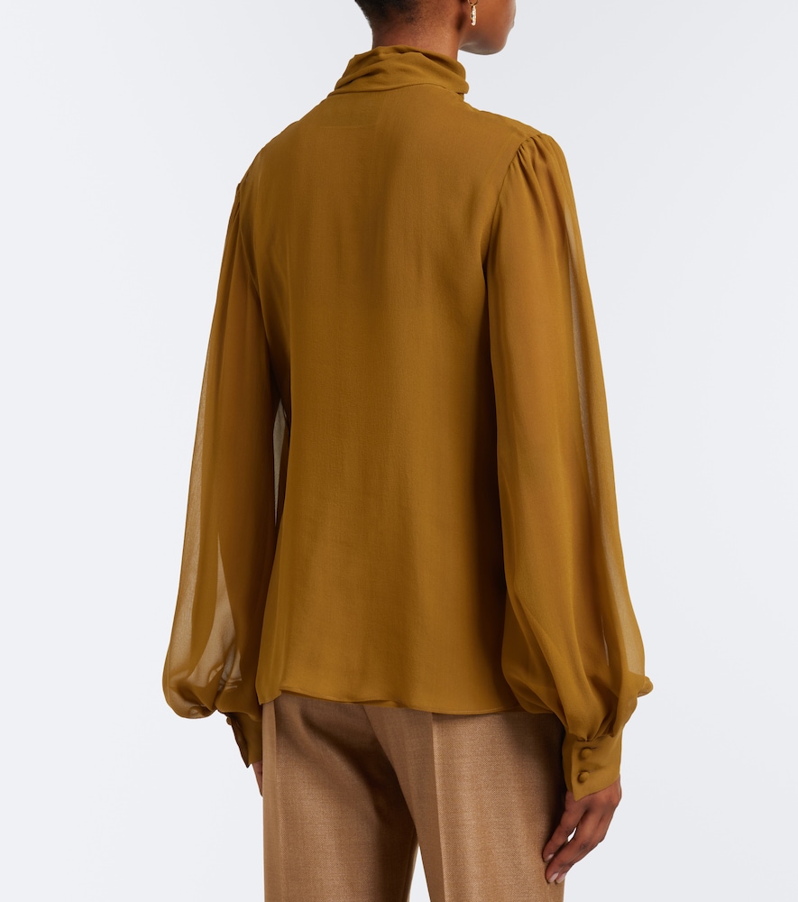 Garavani Tie-Neck Silk-Blend Georgette Blouse