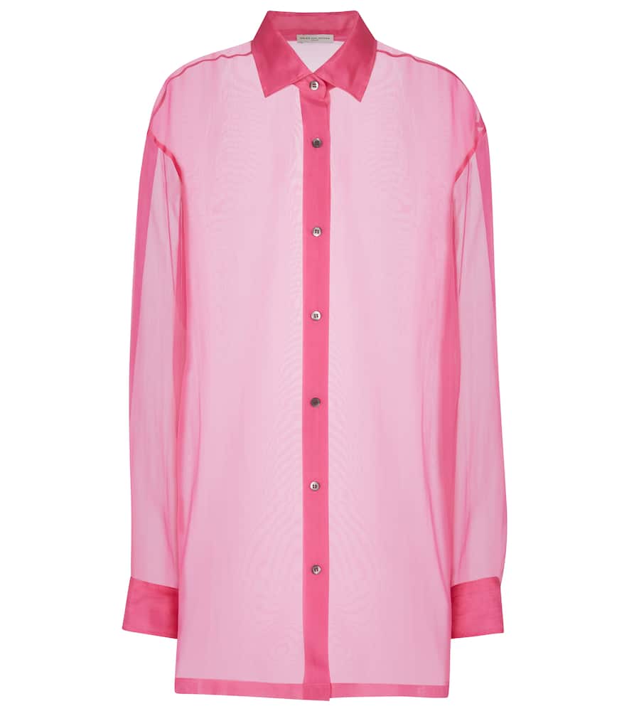 Sheer pink button up shirt clearance