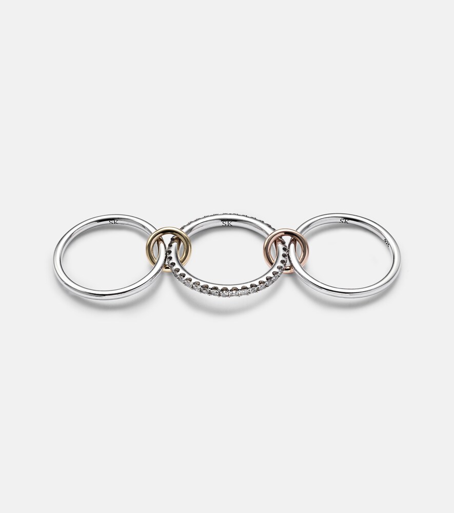  Spinelli Kilcollin Spinelli Kilcollin Tigris Mx Gris Sterling Silver Ring With Diamonds And Yellow And Rose Gold Connectors 