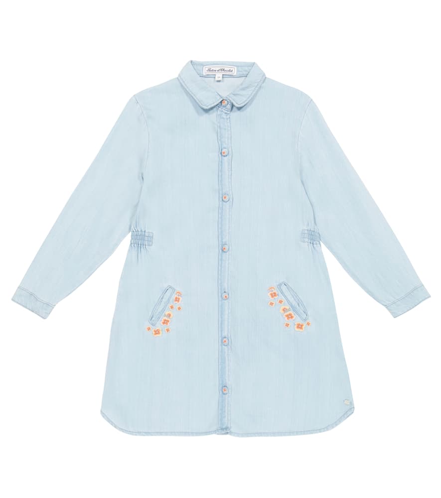 Tartine et Chocolat Embroidered chambray dress