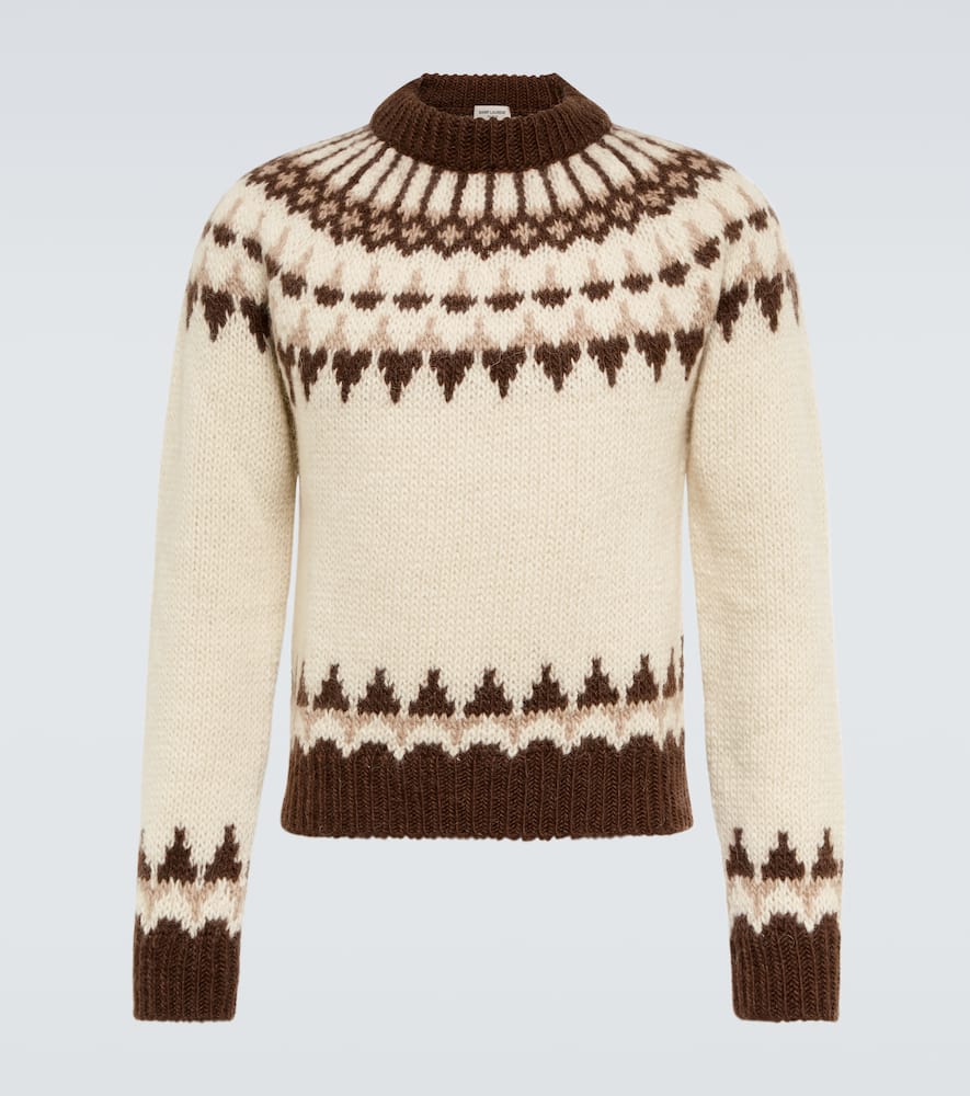 Saint Laurent Fair Isle-style Knitted Jumper In Naturel/marron/beige