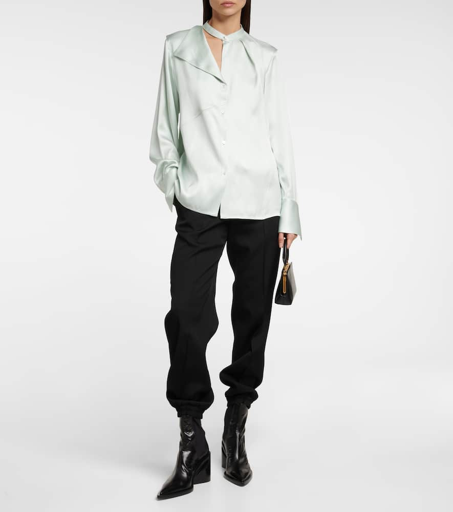 Shop Jil Sander Silk Blouse In Chinablue