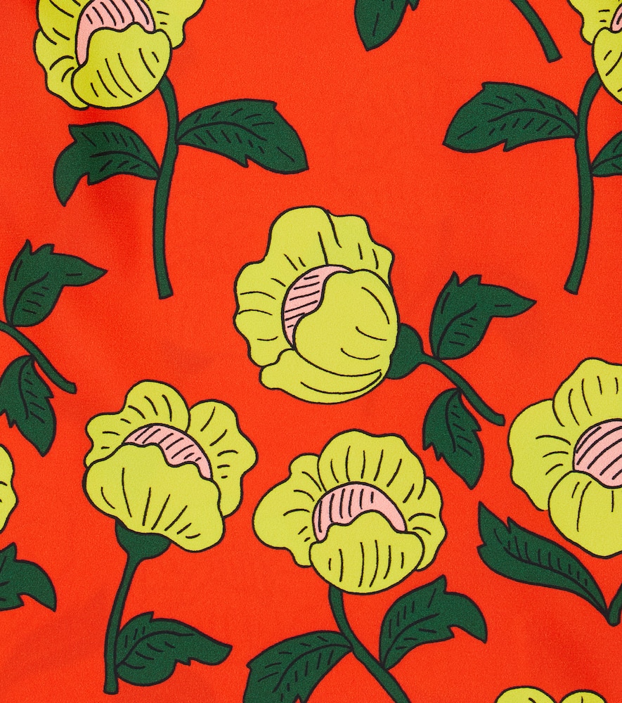 Mini Rodini Flowers Printed Swim Top In Orange