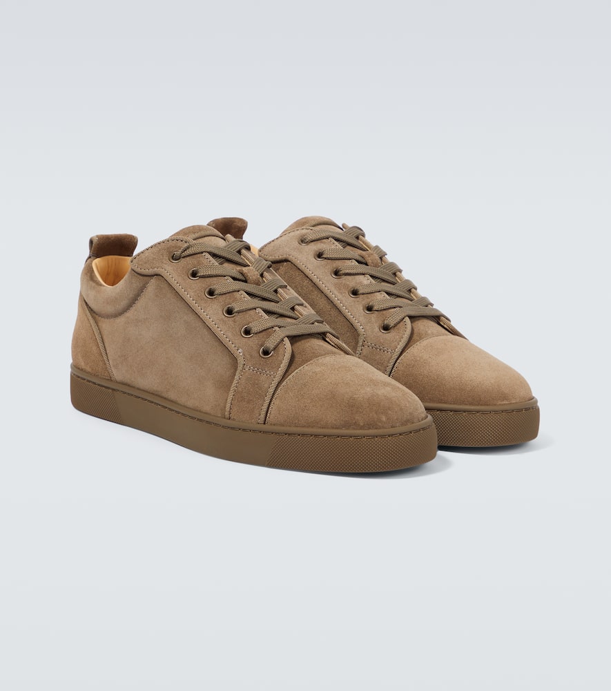 Shop Christian Louboutin Louis Junior Suede Low-top Sneakers In Brown