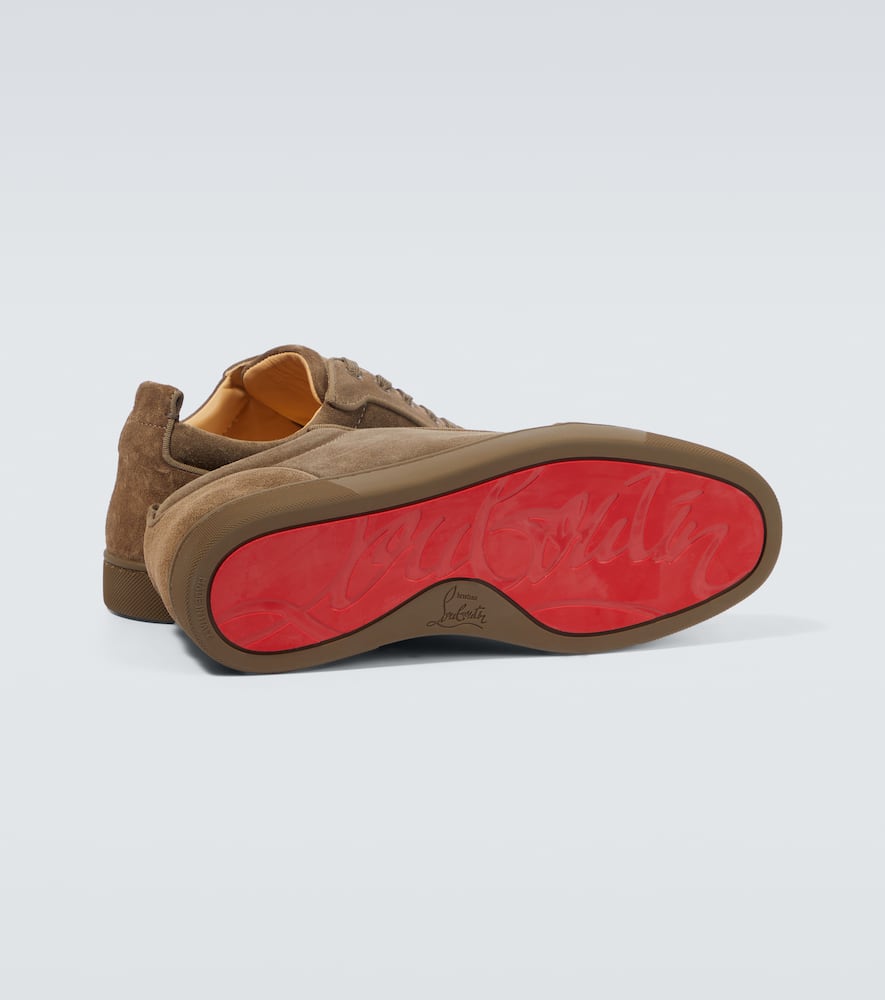 Shop Christian Louboutin Louis Junior Suede Low-top Sneakers In Brown