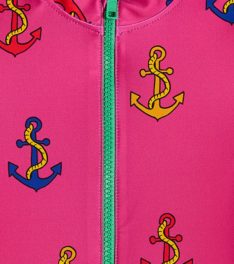 Mini Rodini Printed Rashguard Swimsuit In Pink