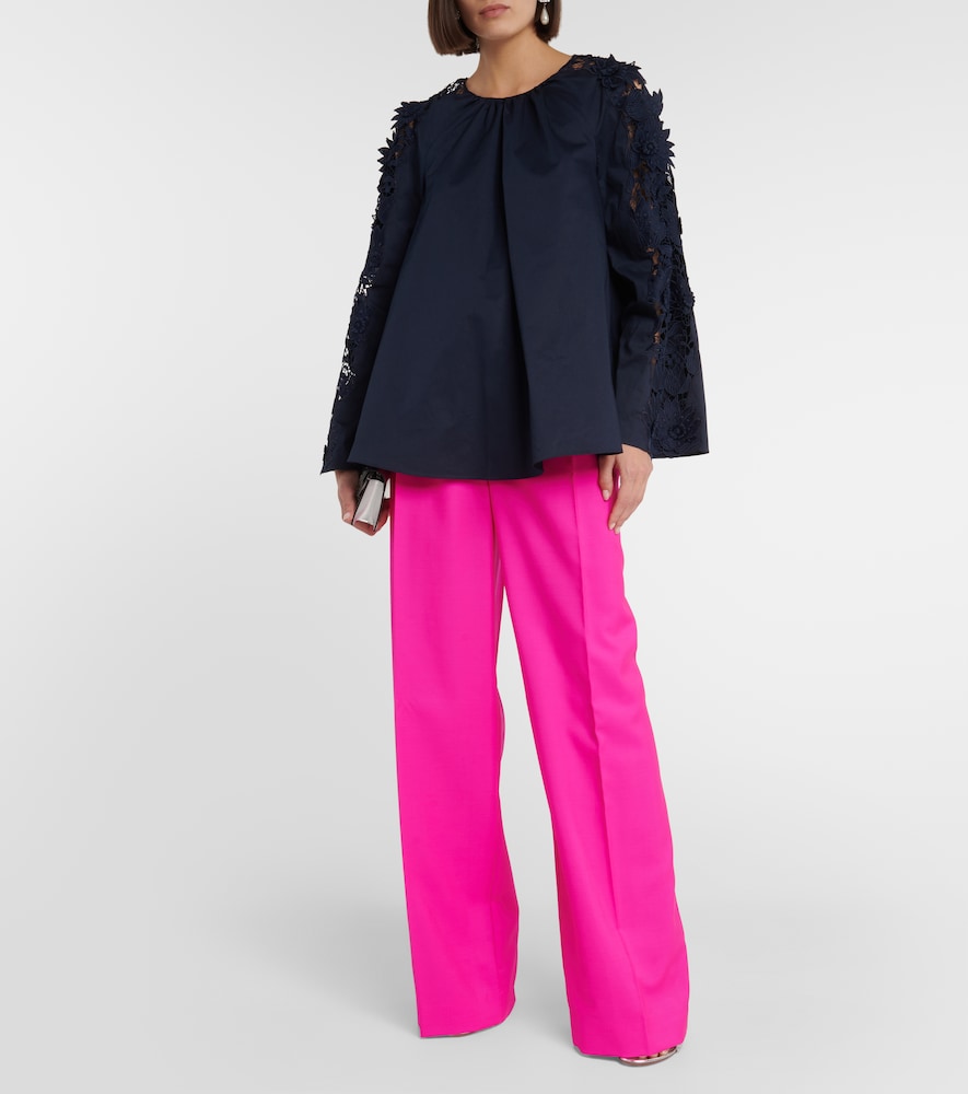 Oscar de la Renta Lace-detail cotton blouse