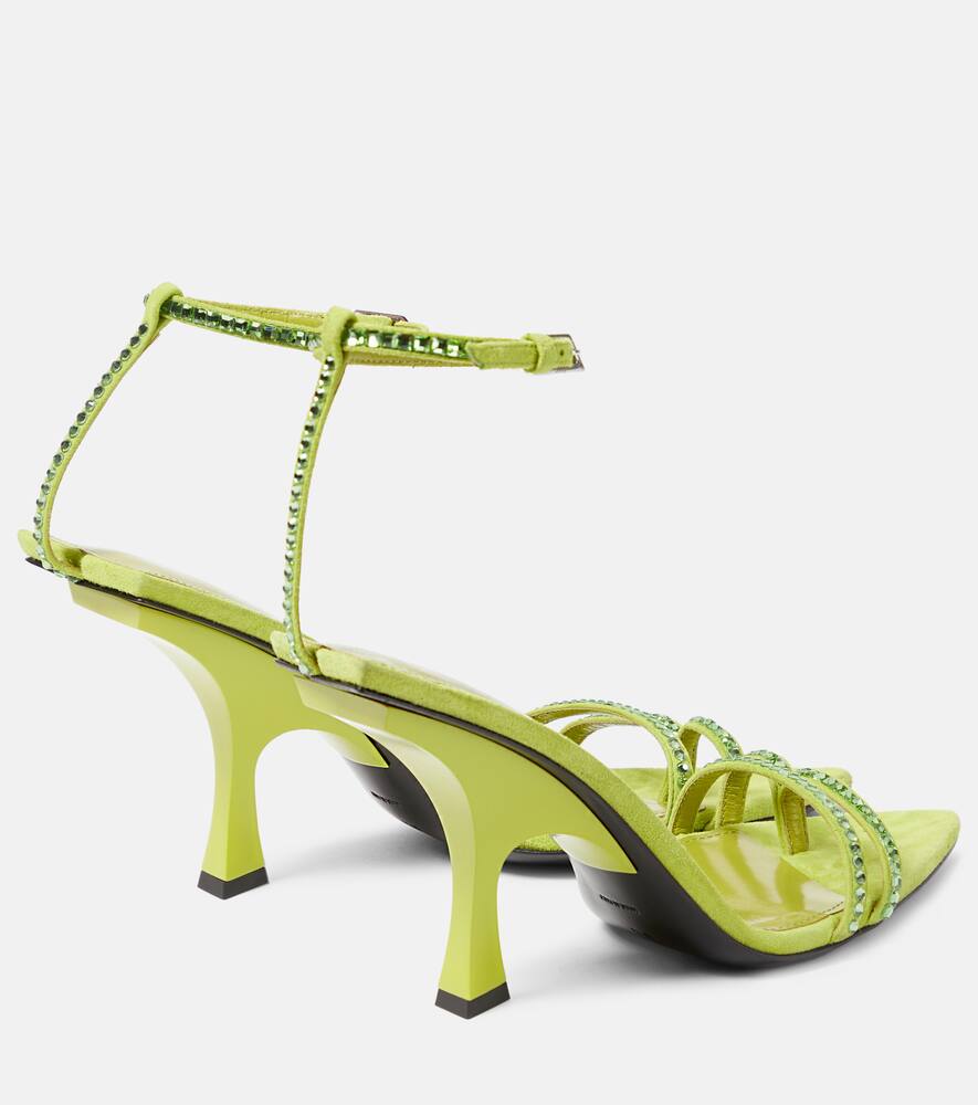 Shop Attico Ester Embellished Suede Sandals In Green