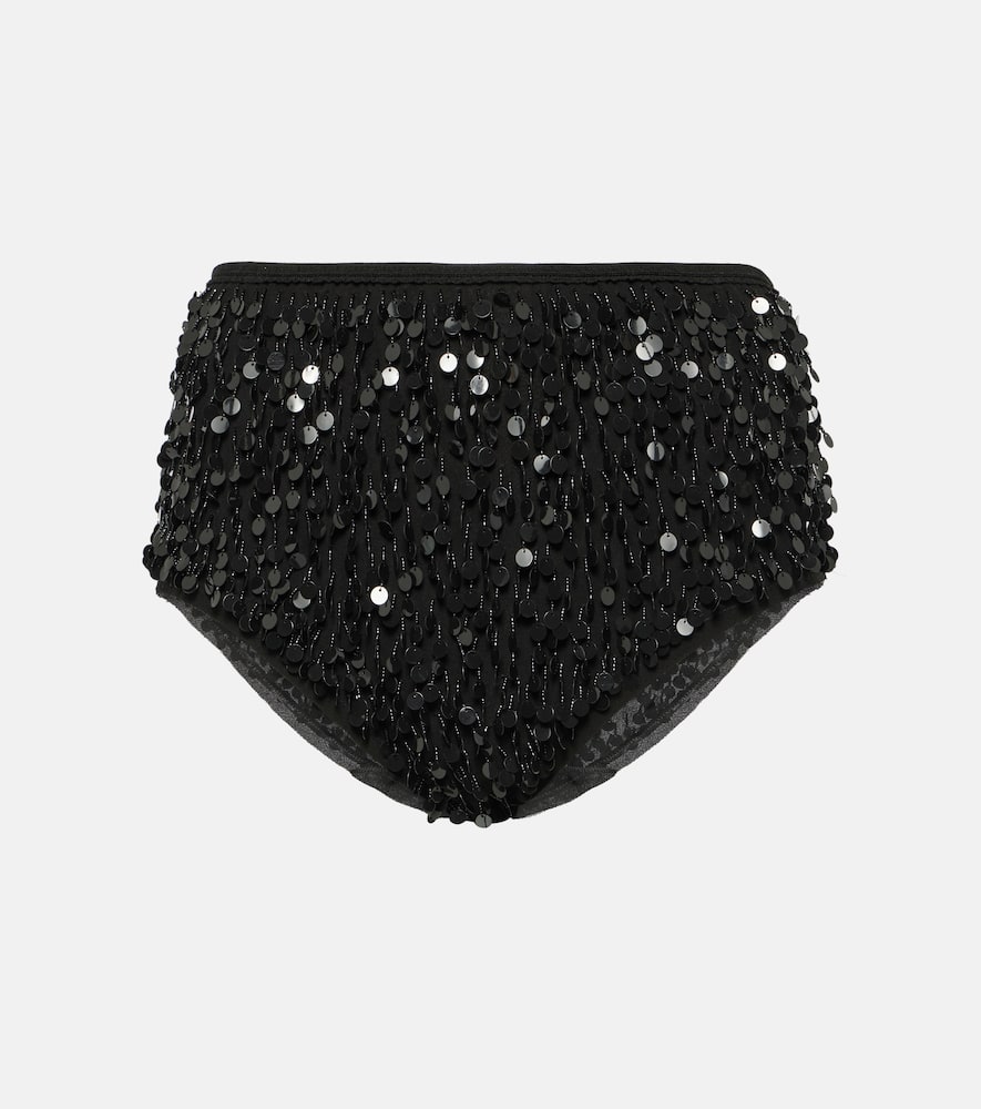 Sequined silk briefs