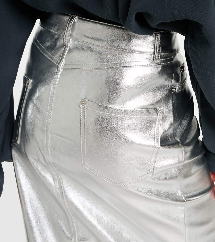  Staud Staud Oaklyn Metallic Faux Leather Midi Skirt 