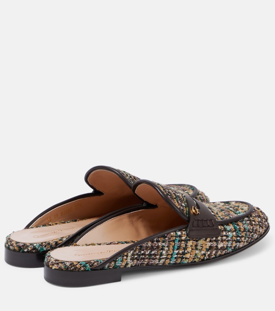  Gianvito Rossi Gianvito Rossi Leather-trimmed Bouclã© Mules 
