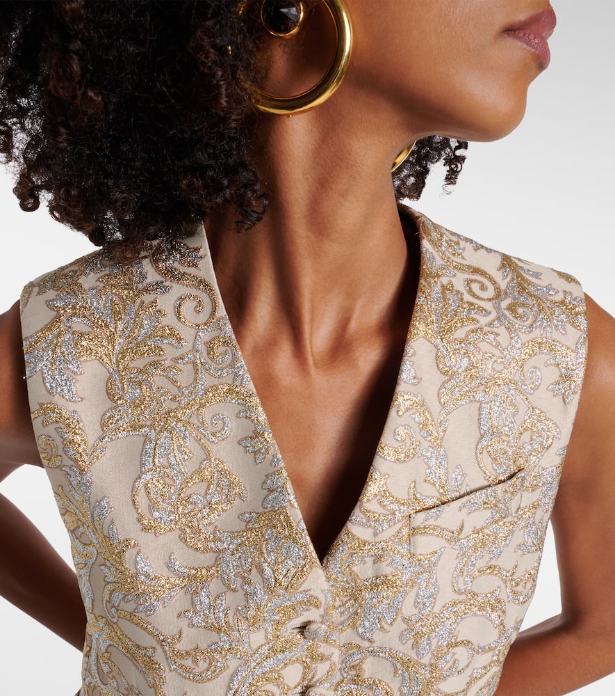 Shop Stella Mccartney Brocade Vest In Gold