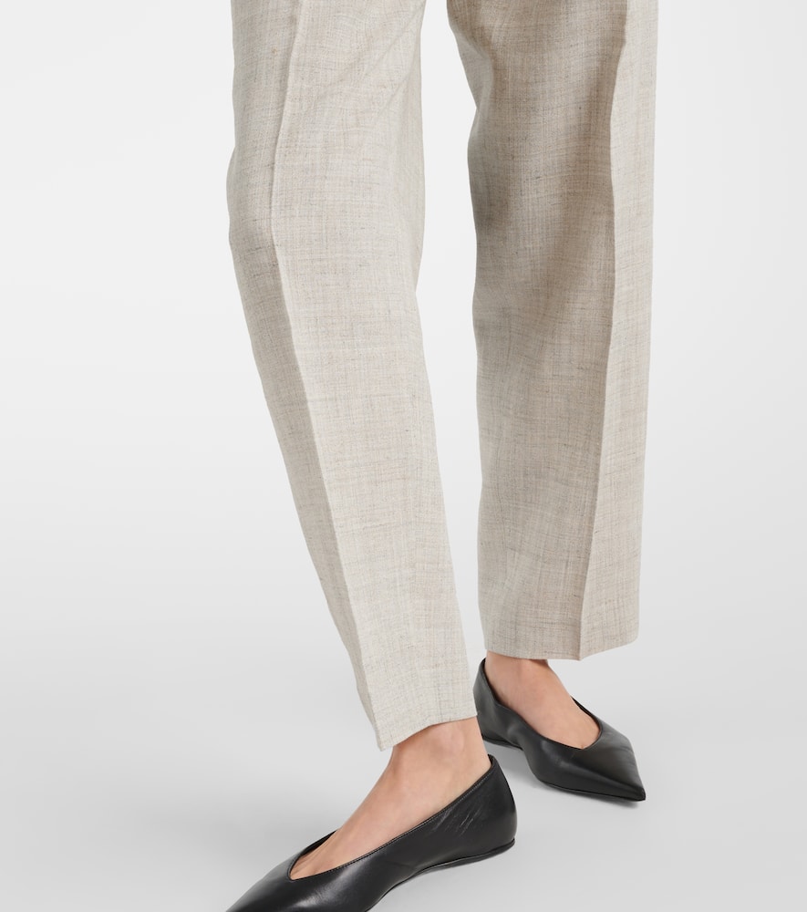 Shop Totême Pleated Tailored Straight Pants In Neutrals