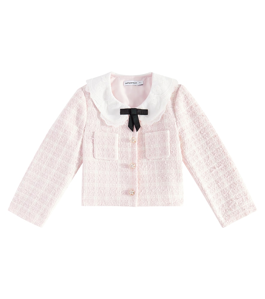 Self-Portrait Kids Lace-trimmed bouclé jacket