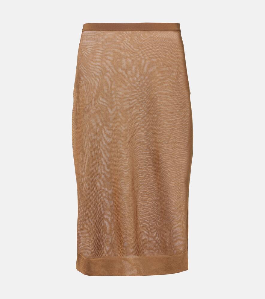 Saint Laurent Knitted semi-sheer pencil skirt