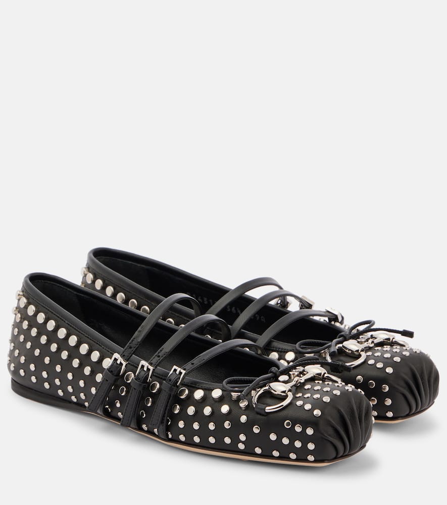 Gucci Horsebit studded leather ballet flats