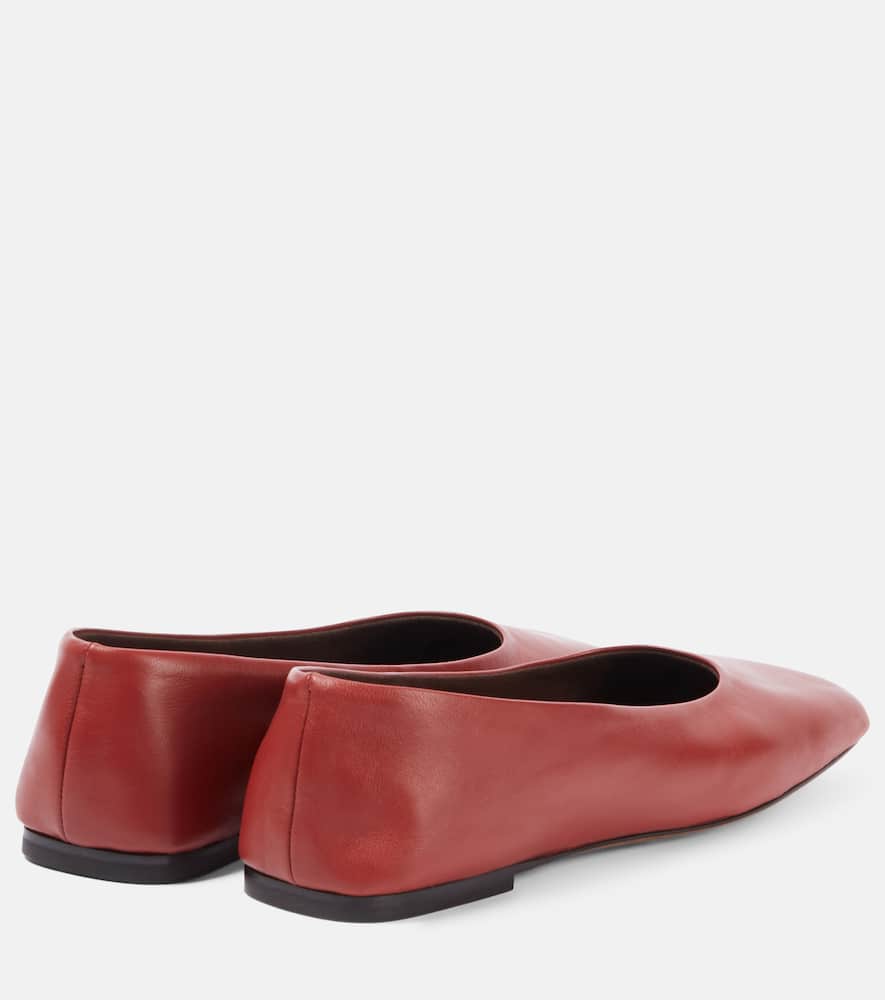 The Row Square Leather Ballet Flats In Red