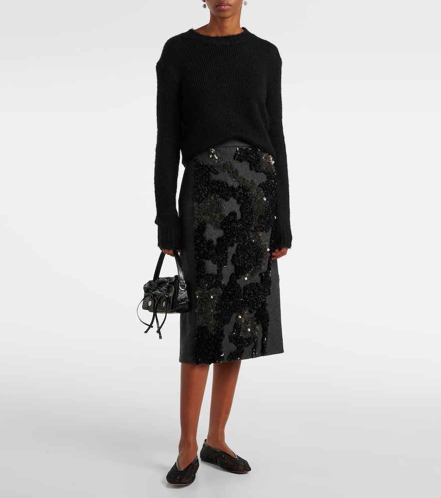Le Monde Beryl Luna Embroidered Mesh Ballet Flats In Black