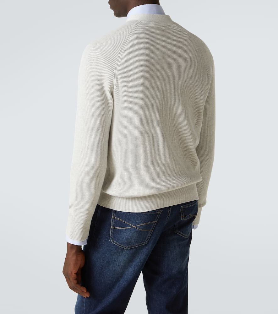 Brunello Cucinelli Knitted Cotton Cardigan In Grey