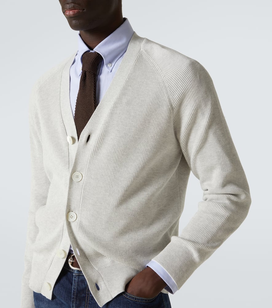 Brunello Cucinelli Knitted Cotton Cardigan In Grey