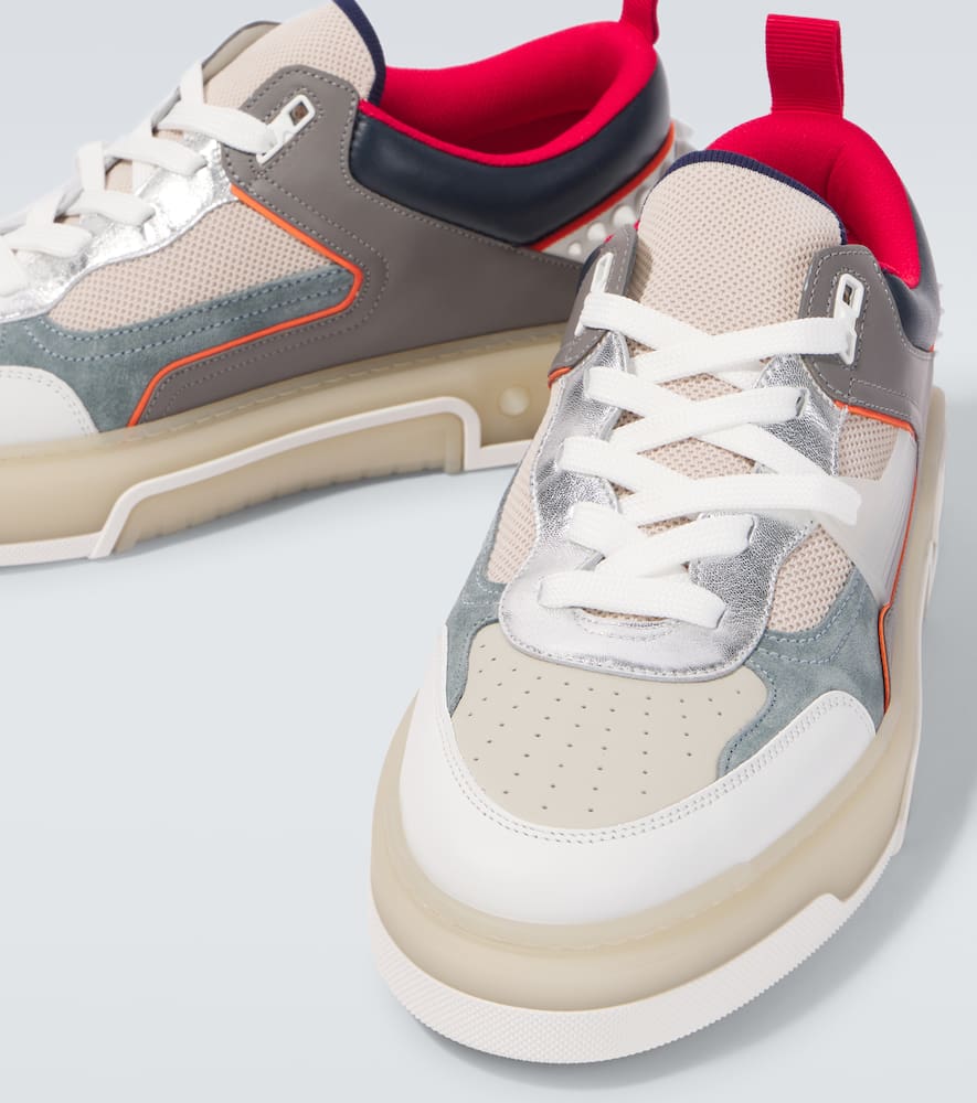 Christian Louboutin Panelled Sneakers With Spiked Heel Detail In Neutral
