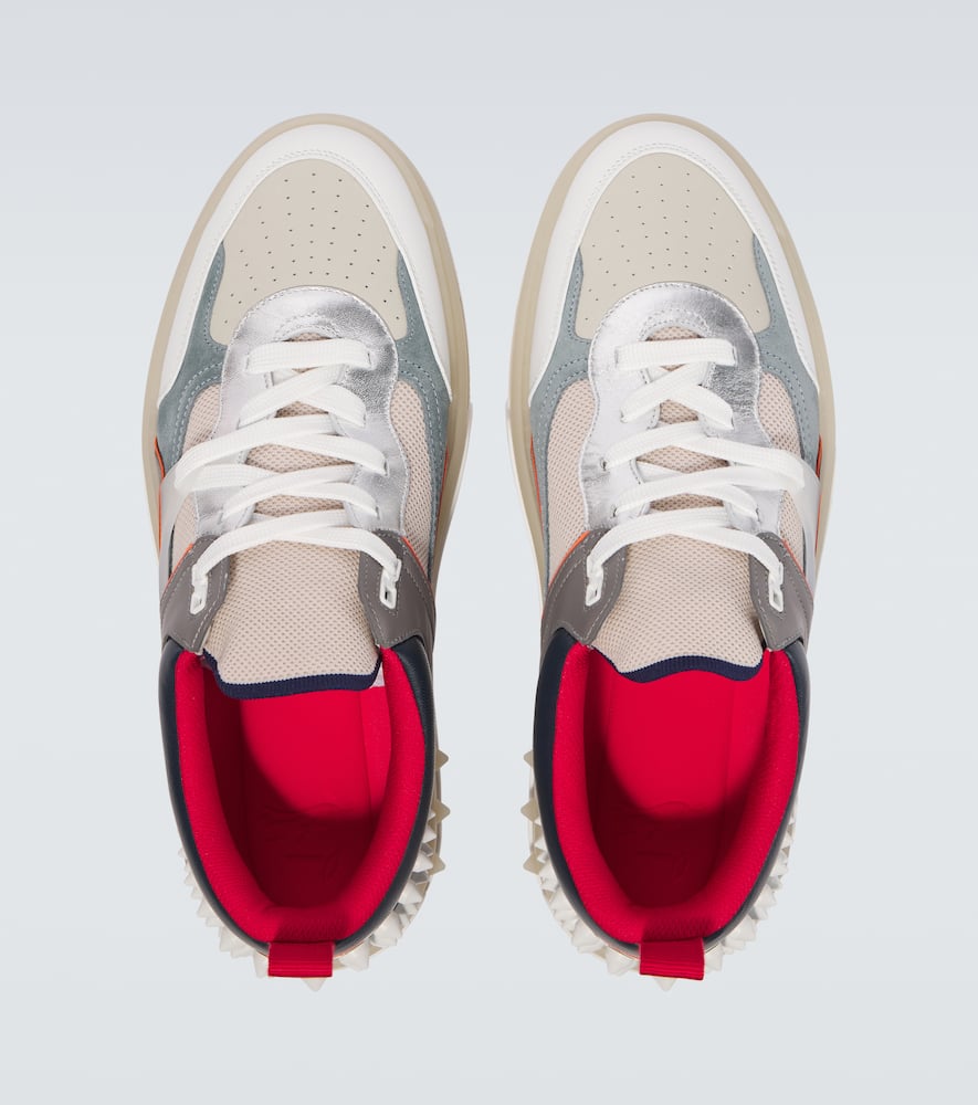 Christian Louboutin Panelled Sneakers With Spiked Heel Detail In Neutral