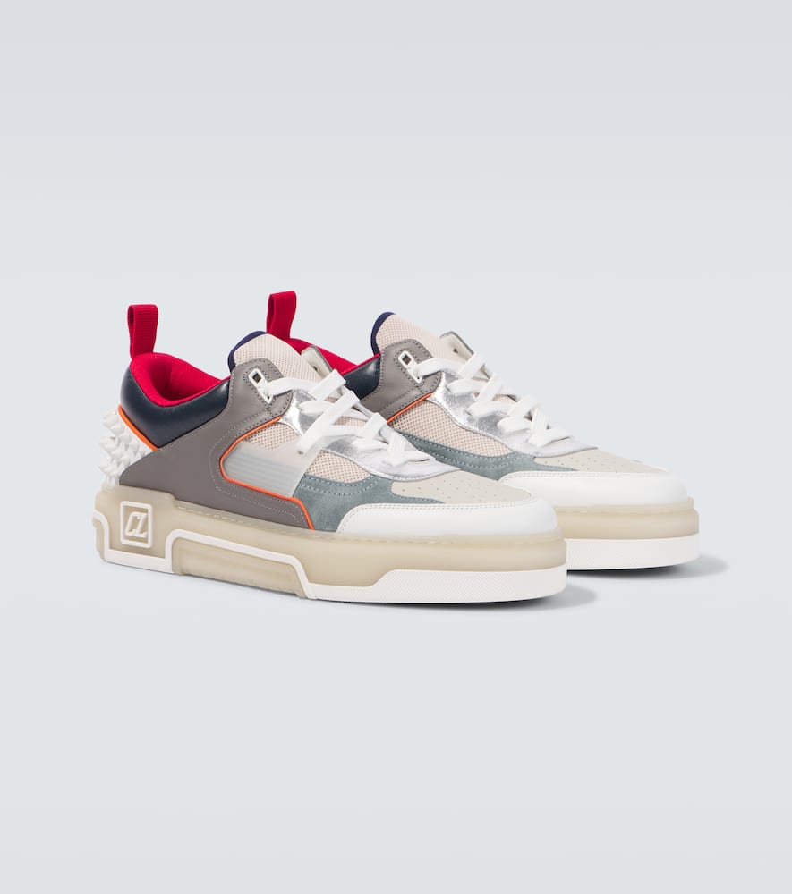 Christian Louboutin Panelled Sneakers With Spiked Heel Detail In Neutral