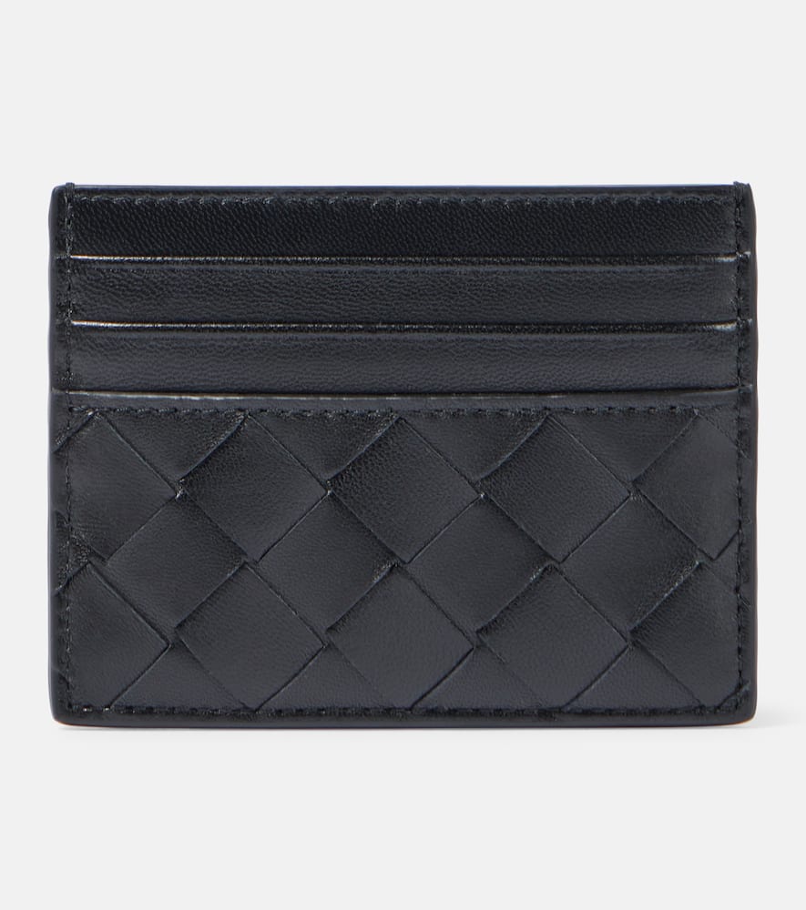 Bottega Veneta Intrecciato Leather Card Holder In Black