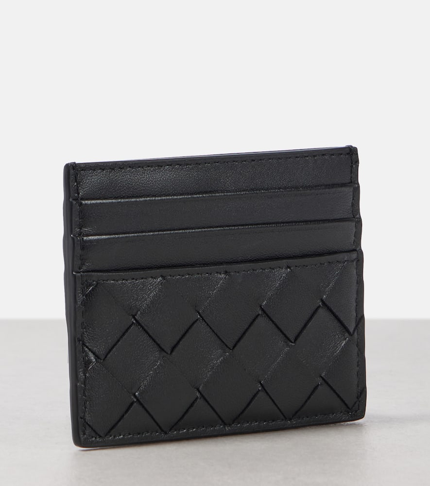 Bottega Veneta Intrecciato Leather Card Holder In Black