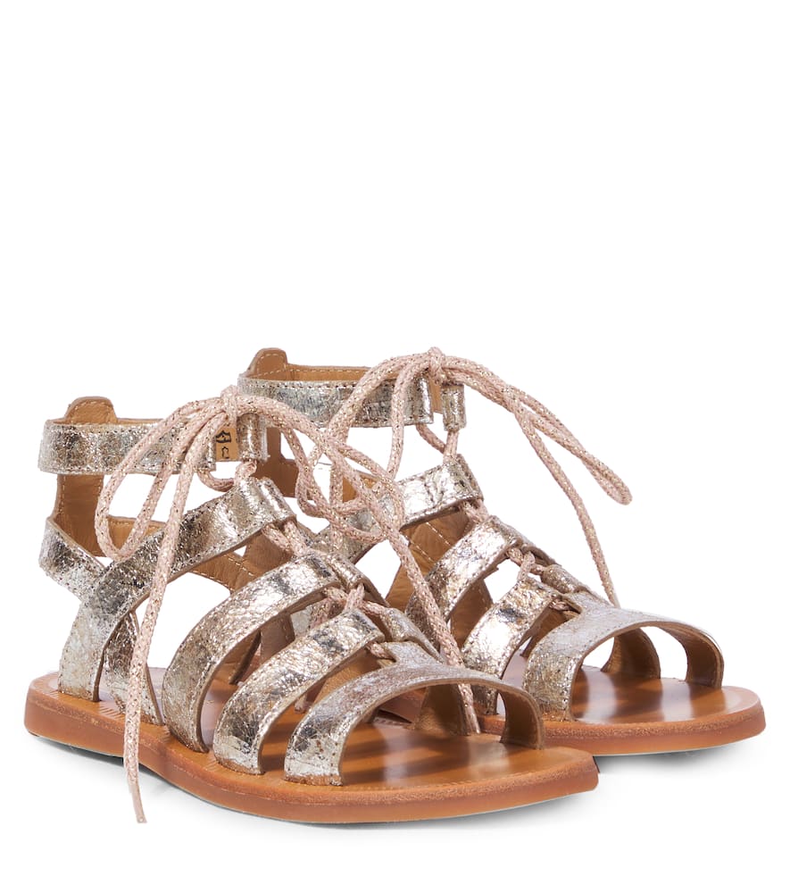 Pom D'api Plagette Guily Metallic Leather Sandals In Metallic