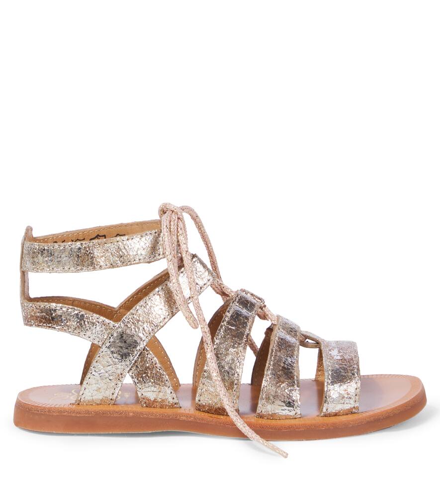 Pom D'api Plagette Guily Metallic Leather Sandals In Metallic